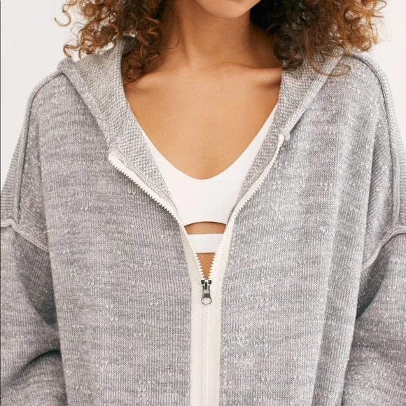 Free People In Bloom Oversized Slouchy Hoodie Sweater In Gray. Size XS - Picture 4 of 16